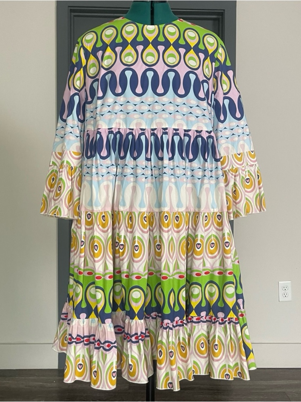La DoubleJ Editions Printed Cotton Tiered Dress Size Large